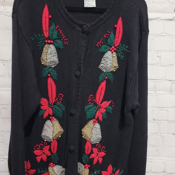 Victoria Jones Beautifully Beaded Christmas Cardigan Size Medium‎ - Picture 5 of 5